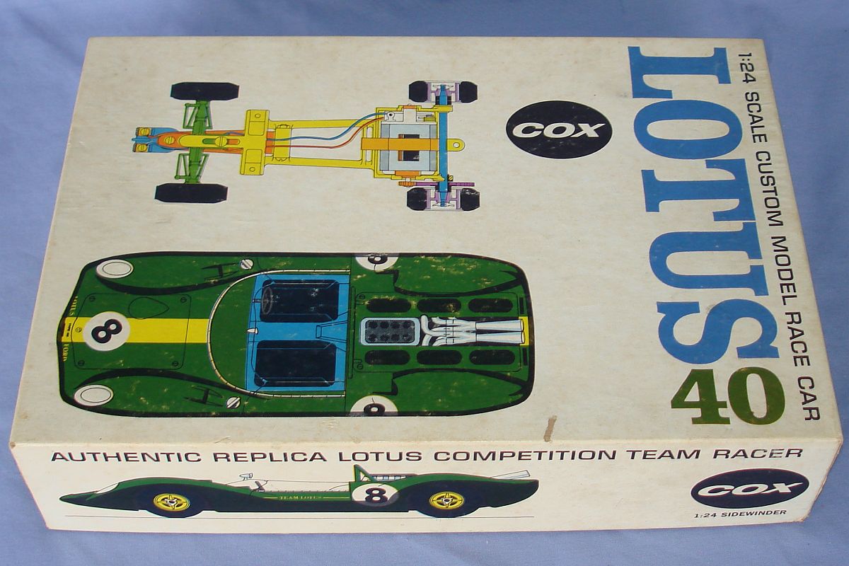 COX 1:24 Scale Slot Car Racing Lotus 40 Sidewinder Chassis Box COX 1:24 Scale Slot Car Racing Jim Clark Lotus 40 Sidewinder Chassis Box