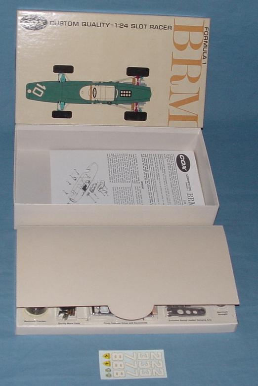 COX 1:24 Scale Formula One BRM Slot Car Racing Kit Box Instructions Decals