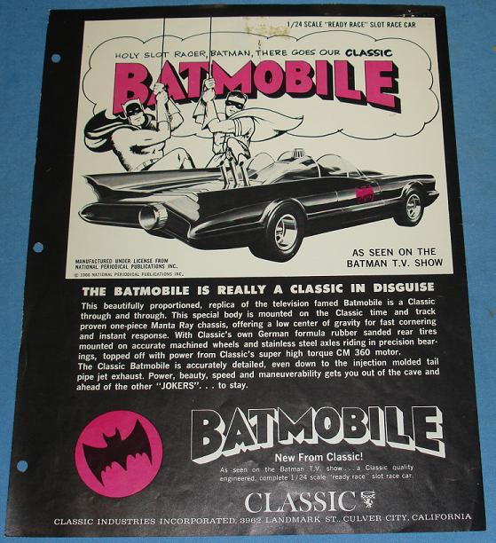 Classic Industries 1:24 Slot Car Paperwork Batmobile Featuring Batman & Robin Caped Crusaders
