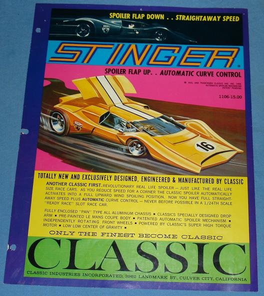 Classic Industries 1:24 Scale Stinger Slot Car Full Color Flier