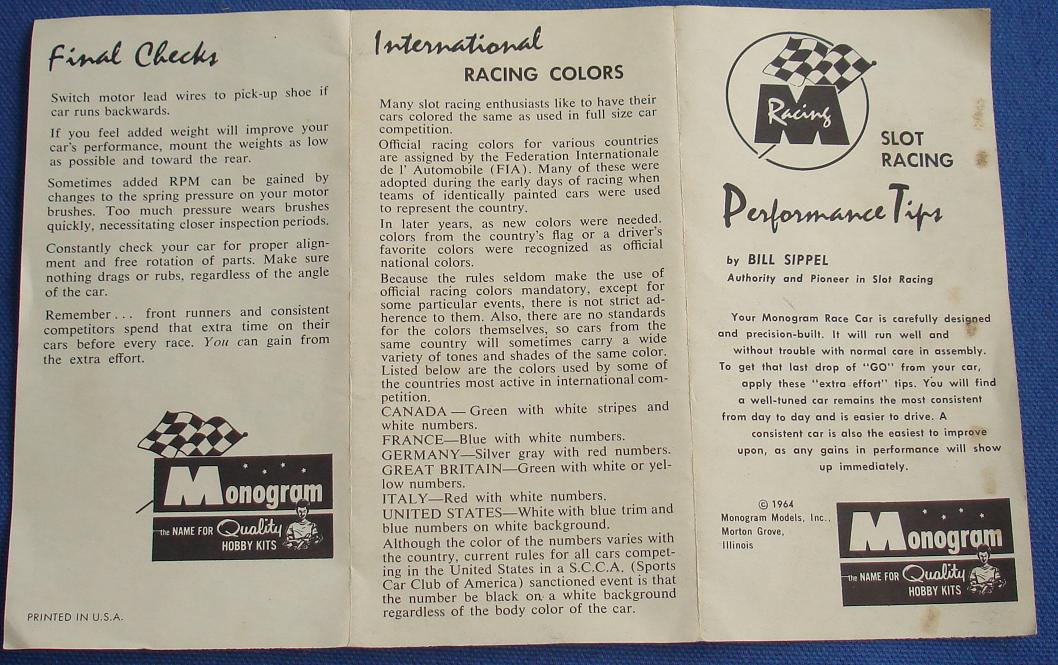 Monogram 132 124 Scale Slot Car Racing Performance Tips Bill Sippel