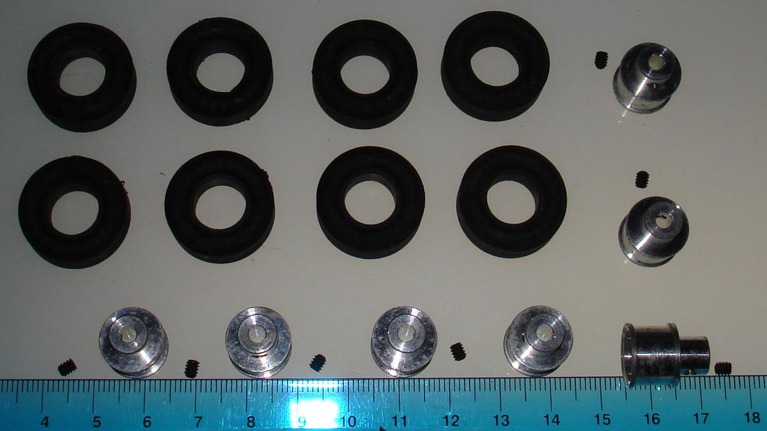 Vintage 1:24 Scale Slot Car Racing Chassis Spare Good Year Sports Car Special Tires & Aluminum Rims With Hex Screws