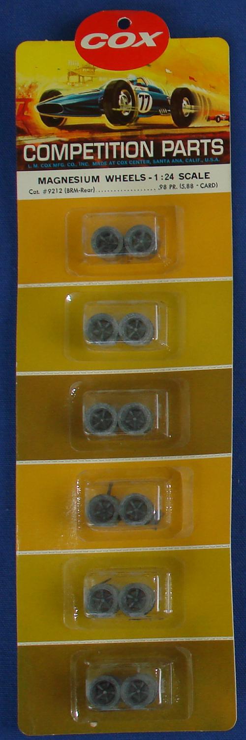 Cox 1:24 Electric Road Racing Slot Car Competition Magnesium Wheels BRM Rear Rims