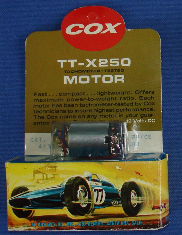 Cox 1:24 Electric Road Racing Slot Car Competition TT-X250 Chassis Motor 16T