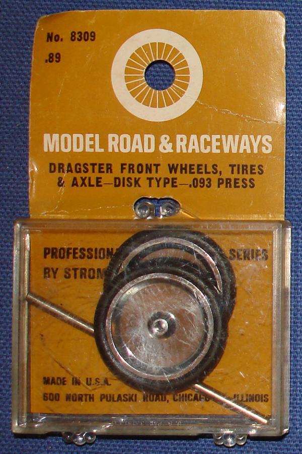 Strombecker 1/24 Electric Road Racing Slotcar Dragster Disk Wheels Tires Axle Set