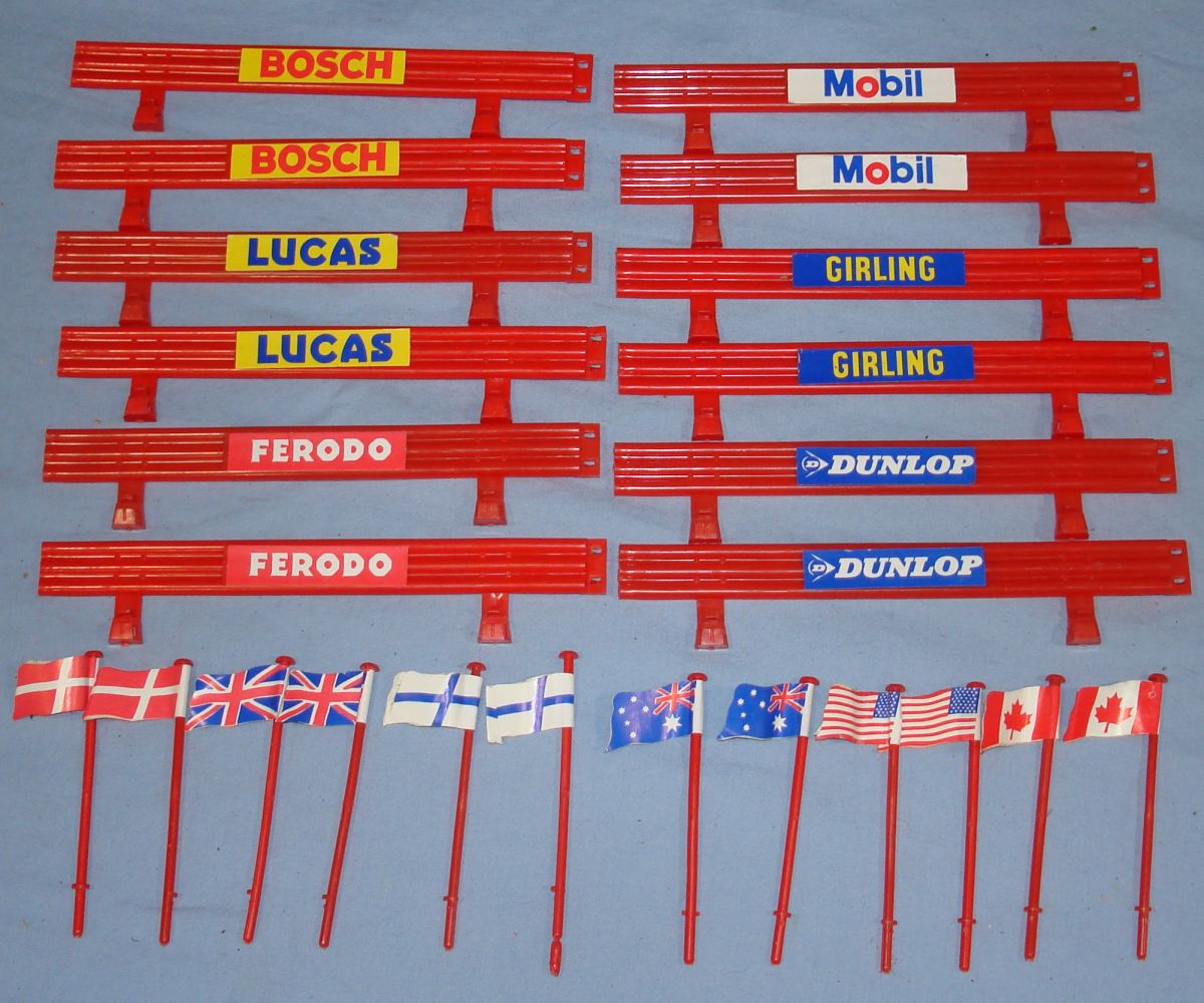 Scalextric Slot Car Racing Red Crash Barriers & National Flags Track Accessory Scalextric Slot Car Racing Red Crash Barriers & National Flags Track Accessory