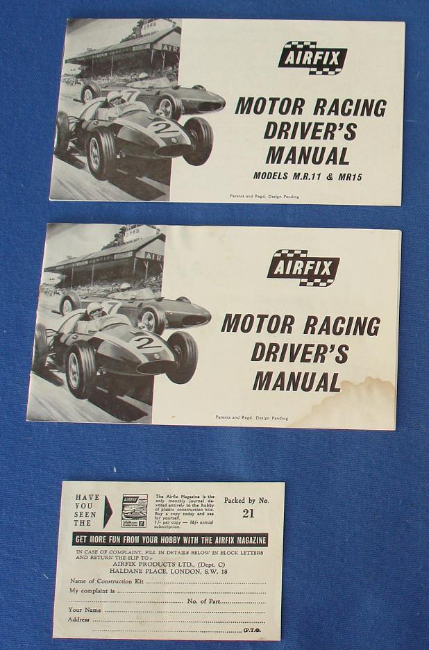 Airfix 1/32 Scale Slot Car Set Manuals