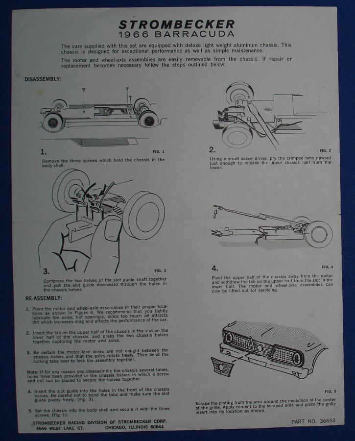 Strombecker 1/32 Electric Road Racing Slot Car Track 1966 Plymouth Barracuda Instructions