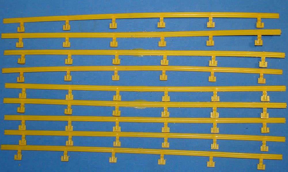 Aurora Model Motoring HO Scale Slot Car Racing Yellow Guard Rails With Posts Lot 10 Sections Aurora Model Motoring HO Scale Slot Car Racing Yellow Guard Rails With Posts Lot 10 Sections