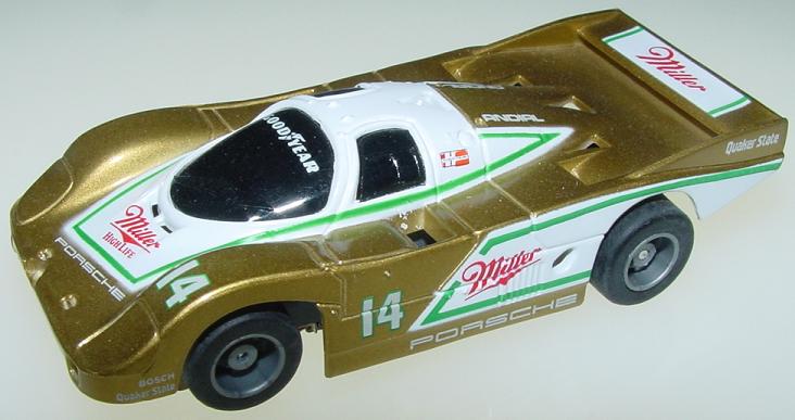 Tyco Miller Porsche 962 Gold Black White Red #14 Slot Car Runner