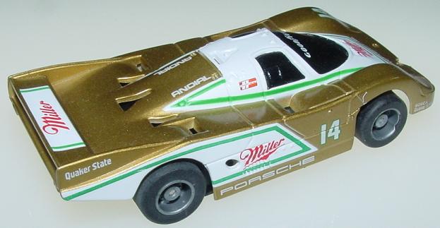 Tyco Miller Porsche 962 Gold Black White Red #14 Slot Car Runner