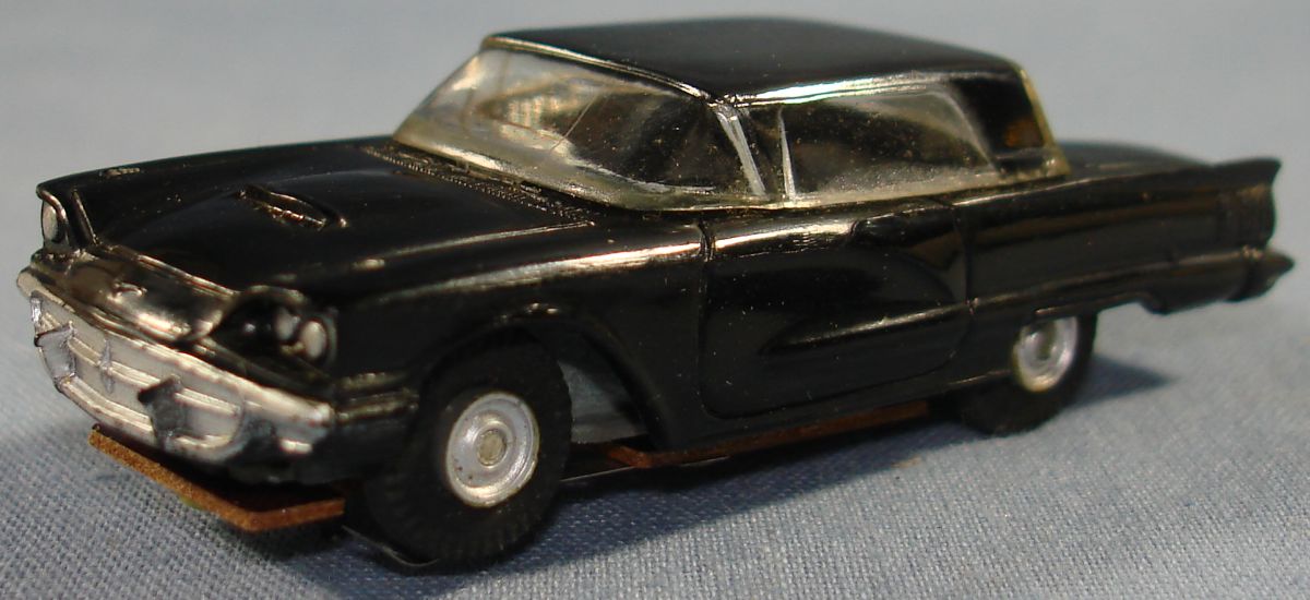 Vintage Aurora Model Motoring Vibrator Slot Car Black Ford Thunderbird Hood