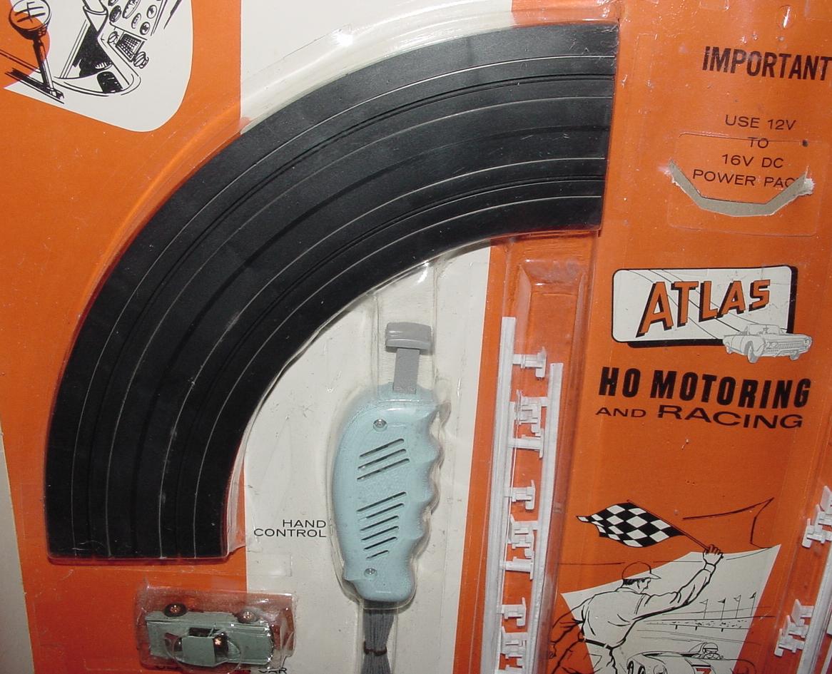 ATLAS HO SLOT CAR RACING SET FORD MUSTANG FASTBACK & 36 FORD 3 WINDOW