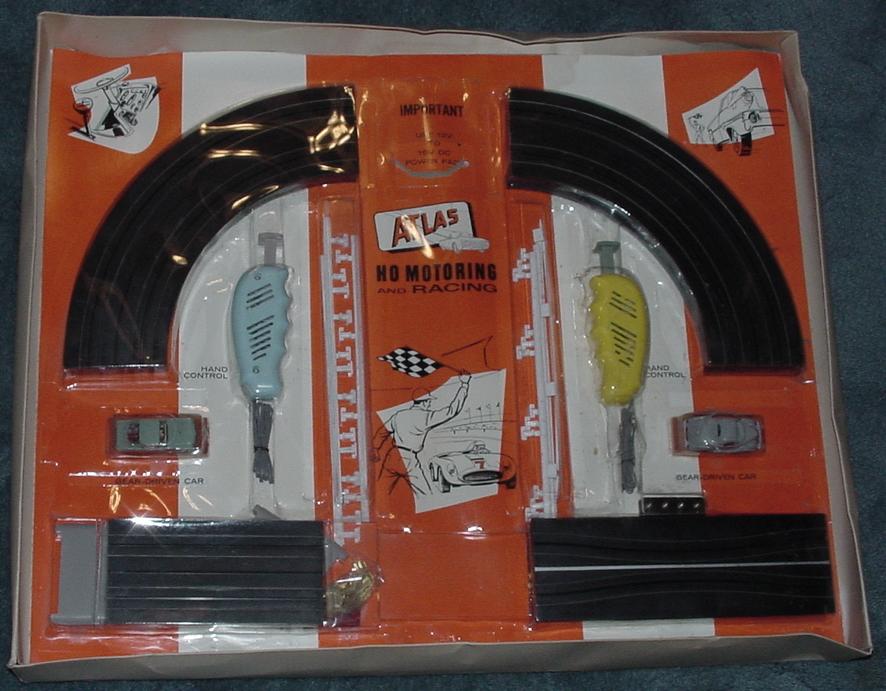 ATLAS HO SLOT CAR RACING SET FORD MUSTANG FASTBACK & 36 FORD 3 WINDOW