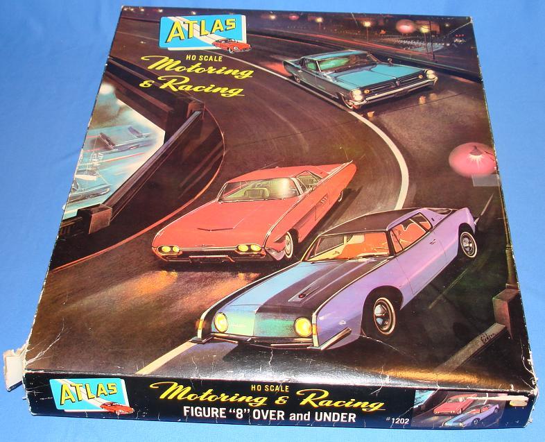 ATLAS HO SCALE SLOT CAR RACING TRACK SET OVER & UNDER 1202 IMPALA GRAN