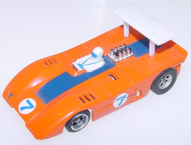 Aurora AFX Peter Revson #7 Autoworld McLaren XLR Slot Car Pushcar Prototype Hood