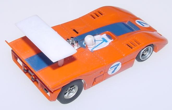 Aurora AFX Peter Revson #7 Autoworld McLaren XLR Slot Car Pushcar Prototype Wing