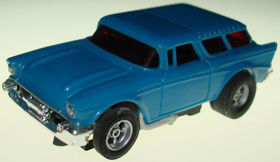 Box 55 AFX 57 Chevy Nomad HO Blue Body Slot Car Hood