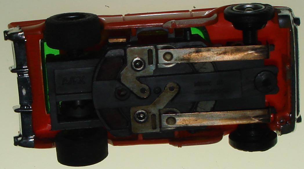 Box 55 AFX 57 Chevy Nomad HO Orange Body Slot Car Chassis