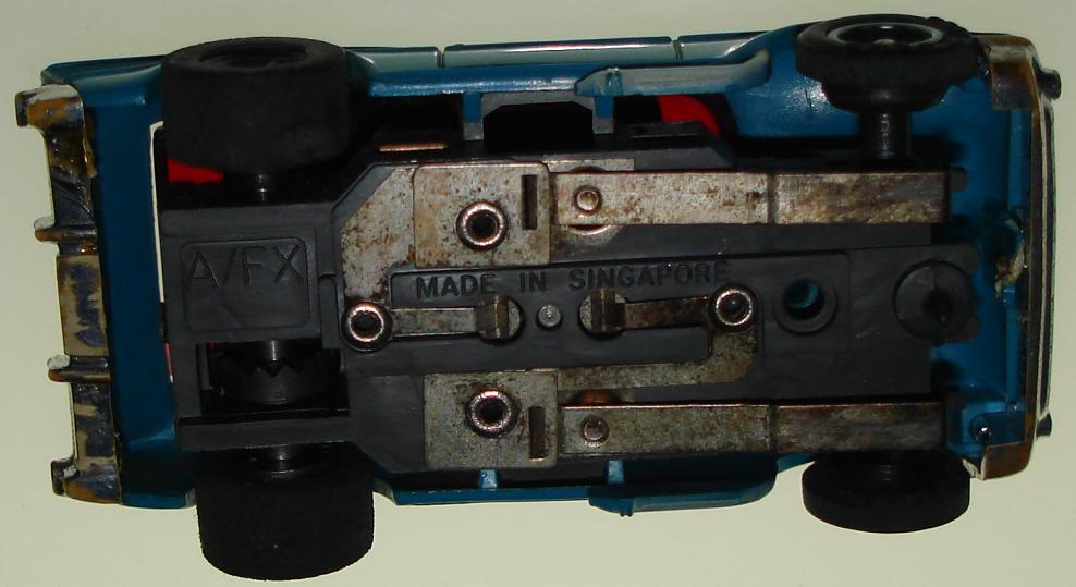 Box 55 AFX 57 Chevy Nomad HO Silver Striped Blue Body Slot Car Chassis