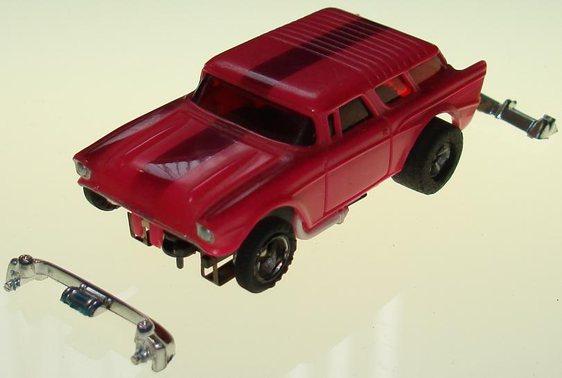 Aurora AFX 1957 Chevrolet Chevy Nomad Pink Maroon Striped HO Slot Car
