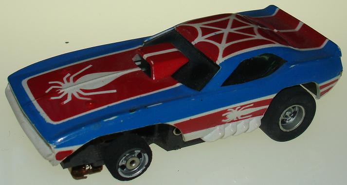 AFX Spider Mobile Plymouth Baracuda Spiderman Slot Car Runner