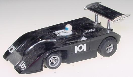 Aurora AFX Shadow Can Am Black HO Scale Slot Car Runner Hood Driver