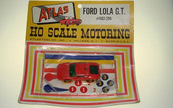 Atlas HO Slot Car Red Ford Lola GT 1102 NMOC