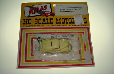 Atlas HO Slot Car Yellow 1936 Ford Coupe NMOC