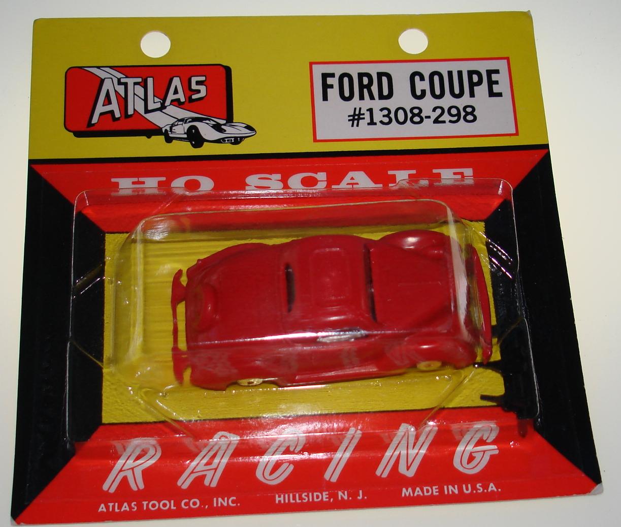 ATLAS HO SLOT CARS RED 1308 FORD COUPE CARDED CAR Mister Coney (item