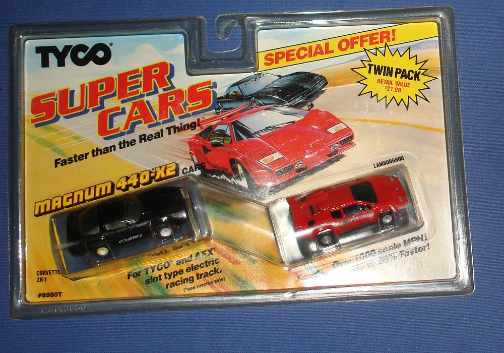 Tyco Magnum 440 X2 Chassis Slot Car Racing Corvette ZR-1 Lamborghini Twin Pack