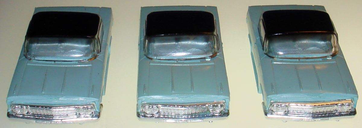 ATLAS HO SLOT CAR RACING BODIES POWDER BLUE CHEVROLET IMPALA HARD TOPS 