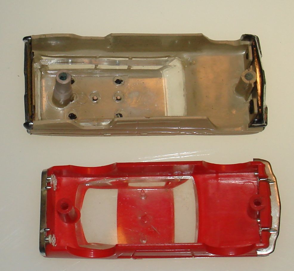 Atlas HO Slot Car Racing Ford Mustang Fastback Body Chassis Posts
