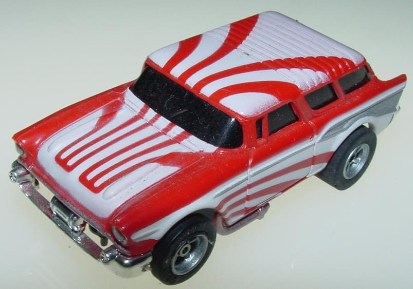 AFX 1957 Chevy Nomad Slot Car Starburst Red White Hood