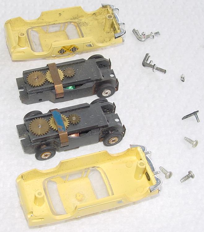 HO Scale TJET Maserati Slot Cars Chassis Posts yellow maserati