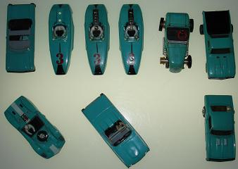 Aurora Model Motoring HO Scale TJET Turquoise Slot Cars Bodies
