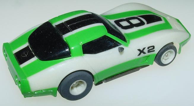 Tyco Chevrolet Corvette Niteglow Green Black Slot Car #7053 Trunk