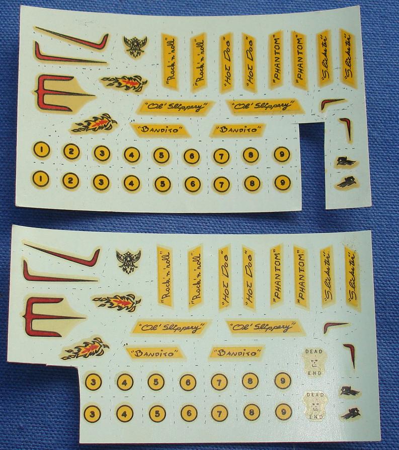 Aurora 187 Scale Slot Car Hop Up Kit Decal Sheets