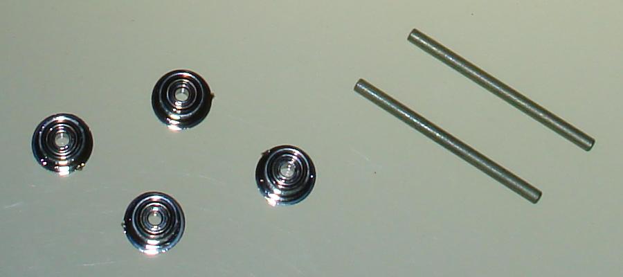 Aurora Model Motoring Factory Sealed Vibrator Slot Car Parts 1573 Four Chrome Hubs & Two Axles