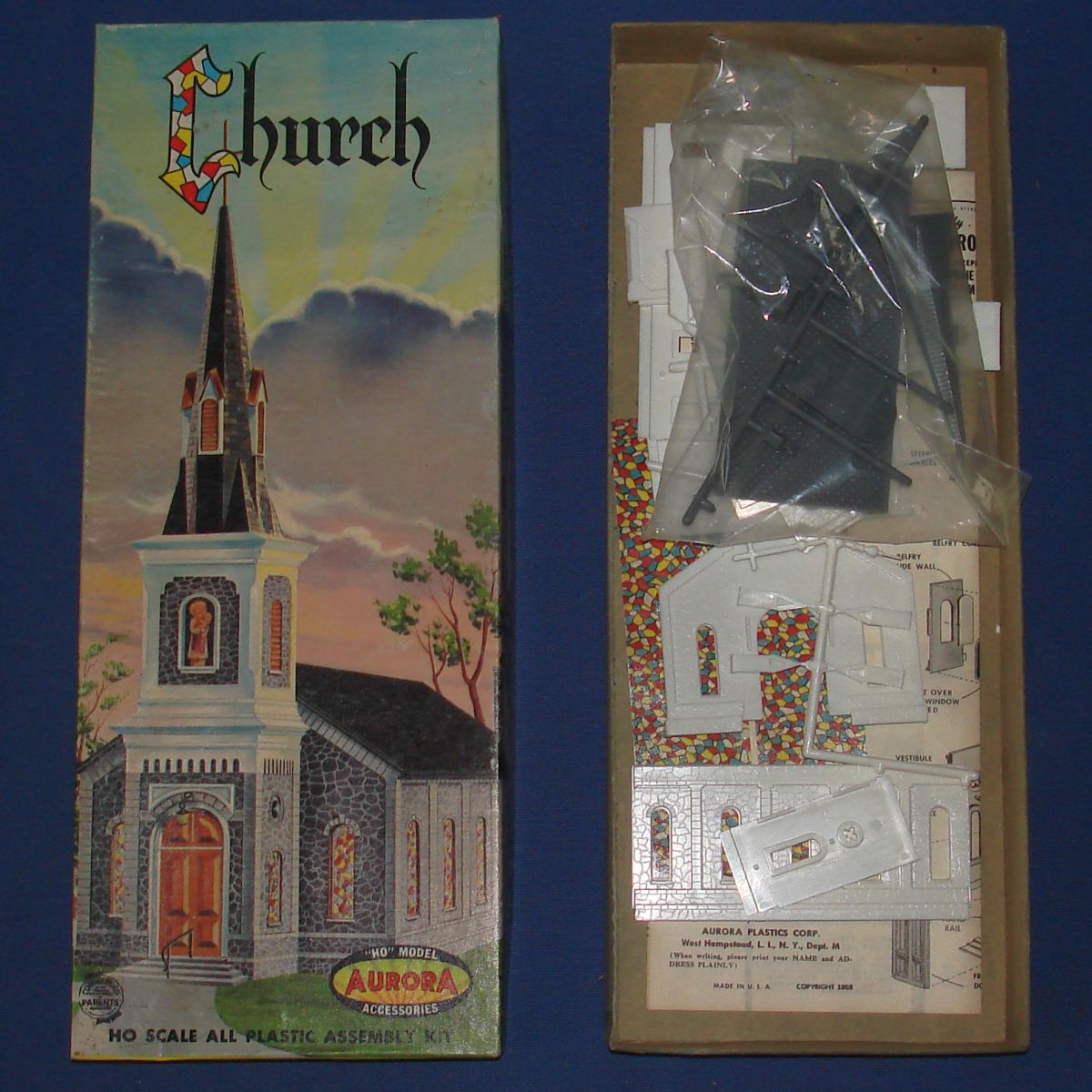 Aurora HO Scale Slot Car Scenery Church Model Kit #655 Aurora HO Scale Slot Car Scenery Church Model Kit #655