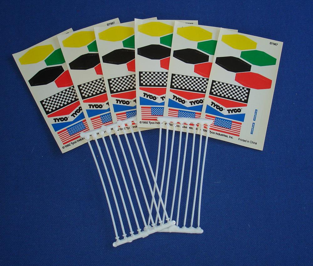 Tyco HO Slot Car Road Racing Track Flag Poles & Stickers