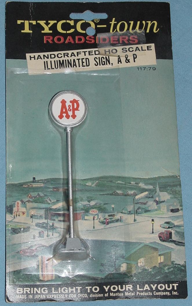 Tyco Town HO Speedways Slot Cars Trains Illuminated A&P Supermarket Sign NMOC Scenery