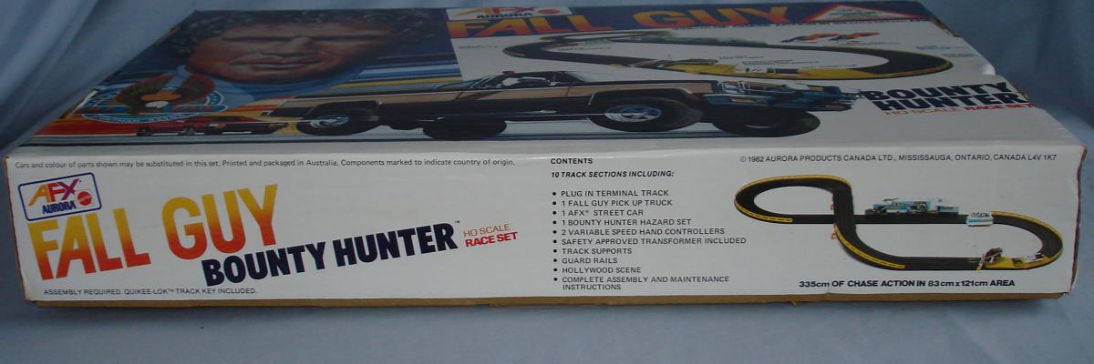 Aurora AFX Mattel Fall Guy Bounty Hunter Slot Car Racing Track Set Box Lid Side Panel