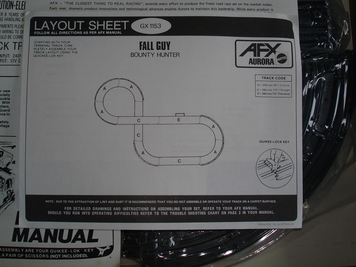 Aurora AFX Mattel Fall Guy Bounty Hunter Slot Car Racing Track Set Instructions