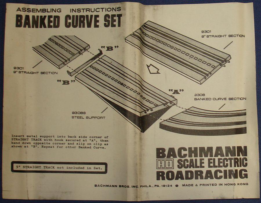 Vintage Bachmann Slot Car Racing Banked Curve Track Set #9308 Instructions Vintage Bachmann Slot Car Racing Banked Curve Track Set #9308 Instructions