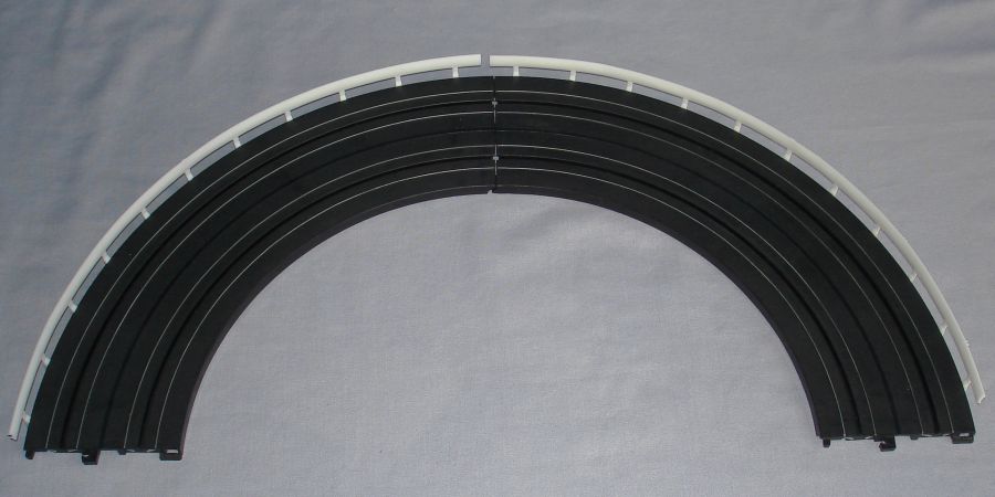 Life Like Slot Car Racing Track 9 Inch Radius Curve & White Guard Rail 180 Degree