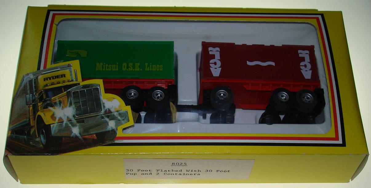 AFX Ryder 30 Foot Slot Car Pup Tandem Truck Containers MIB #8025 Label