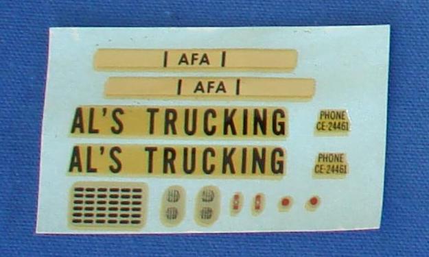 AC Gilbert Als Trucking Slot Car Decal Sheet