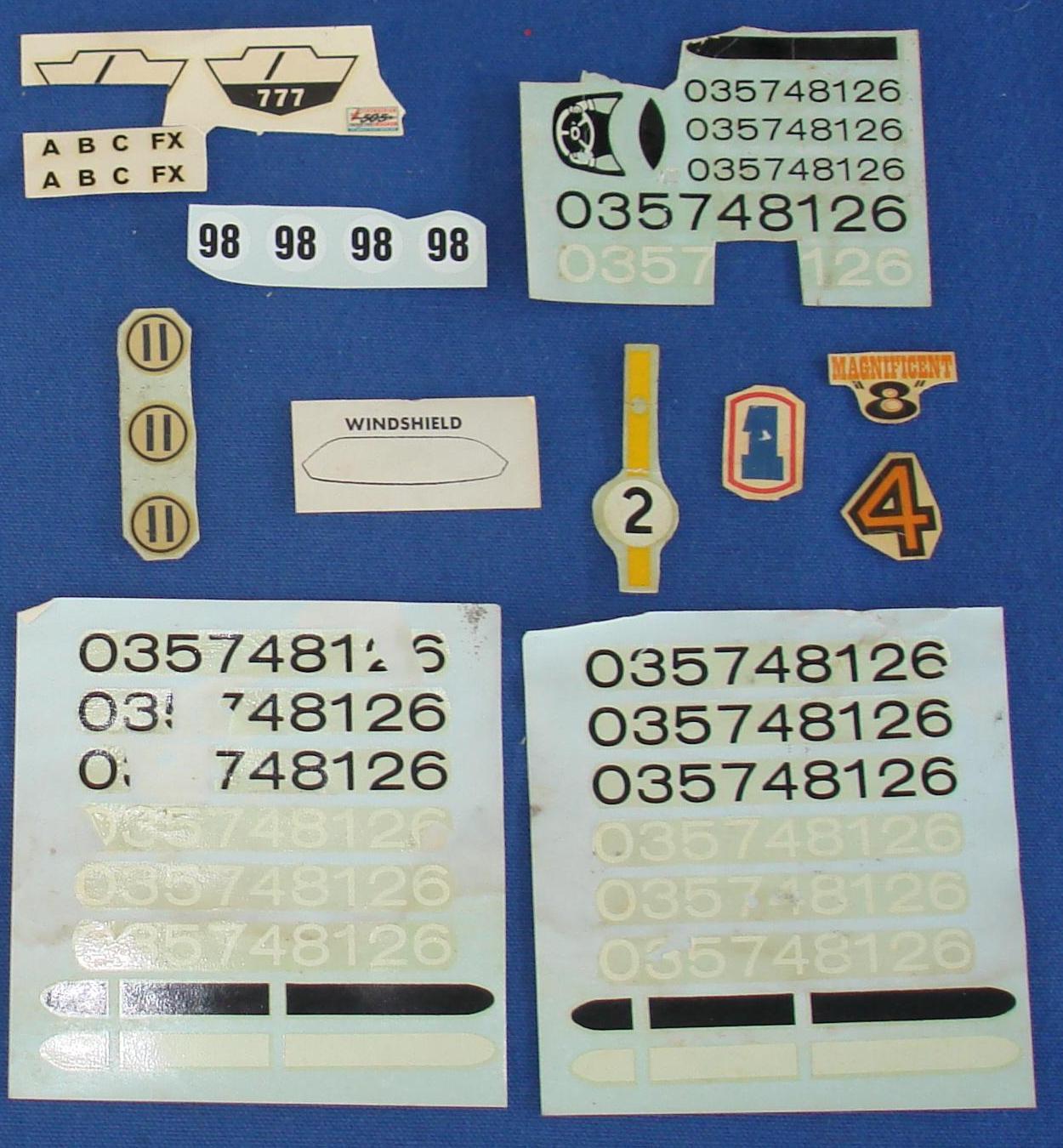 AC Gilbert Various Slot Car Decal Sheets