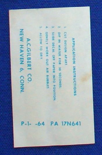 AC Gilbert American Flyer Auto-Rama Slot Car Decals